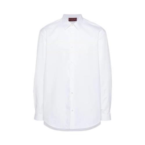 Witte Katoenen Logo Shirt Gucci , White , Heren