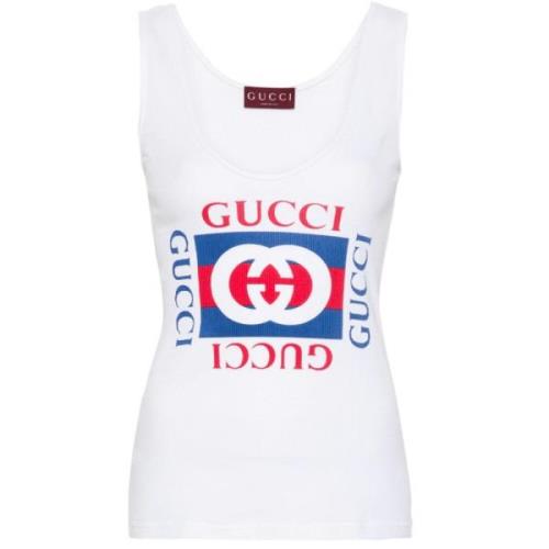 Wit Interlocking G-print Katoenen Top Gucci , White , Dames