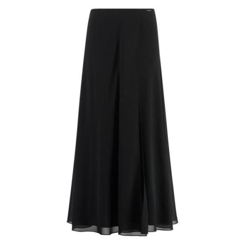 Georgette Maxi Rok met Wijd Uitlopende Zoom Calvin Klein , Black , Dam...