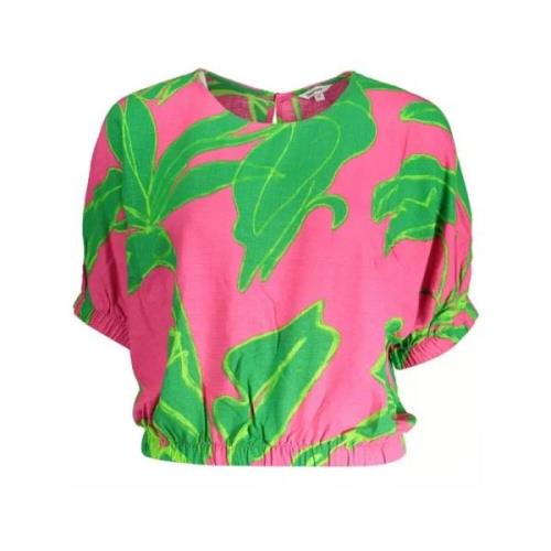 Chic Pink Viscose Blouse with Contrast Details Desigual , Multicolor ,...