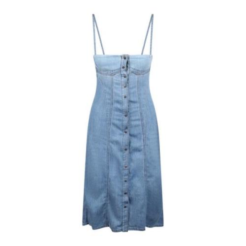 Mouwloze Denim Midi Jurk Diesel , Blue , Dames