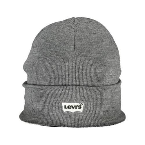 Grijze Acryl Hoed Muts Geborduurd Logo Levi's , Gray , Unisex