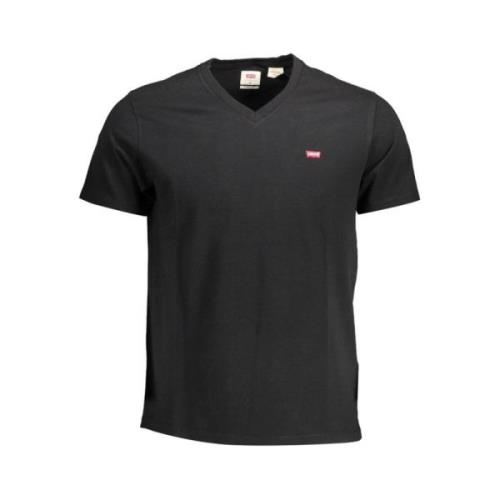 Elegante V-hals T-shirt van zwart katoen Levi's , Black , Heren