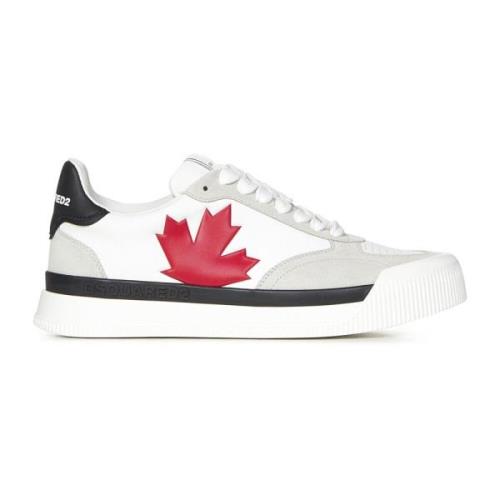 Witte Sneakers met Rood Bladlogo Dsquared2 , Multicolor , Heren