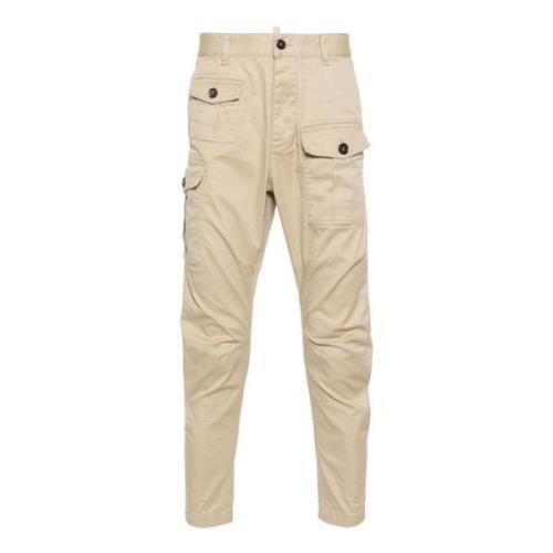 Beige Katoenen Cargo Broek Dsquared2 , Beige , Heren