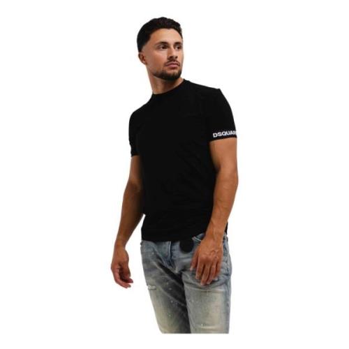 Zwart Ronde Hals T-Shirt Heren Dsquared2 , Black , Heren