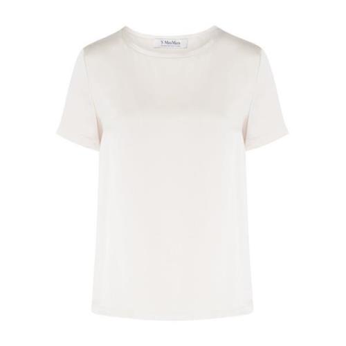 Ivoor Zijden T-Shirt Rebecca Stijl Max Mara , White , Dames