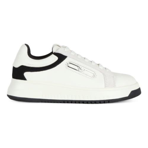 Leren Logo Sneakers Emporio Armani , White , Dames