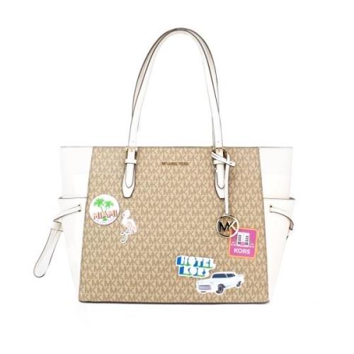 Gilly Large Travel Miami Print Tote Michael Kors , Beige , Dames