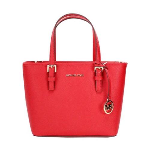 Helderrode Lederen Toprits Tote Tas Michael Kors , Red , Dames