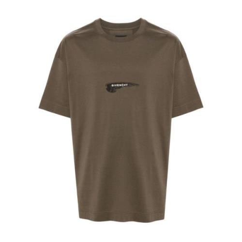 Militair Groen Logo T-shirt Givenchy , Green , Heren