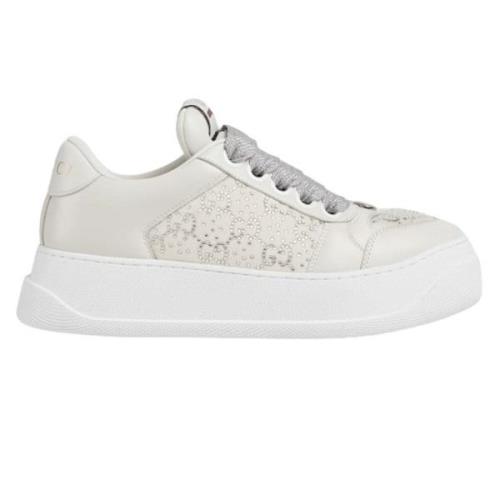 Kristalversierde Platform Sneakers Gucci , White , Dames