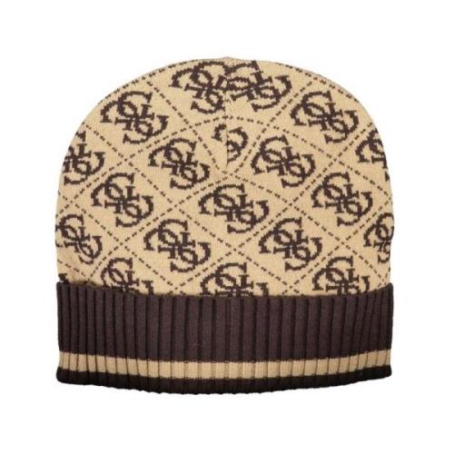 Bruine Polyester Hoed met Contrastdetails Guess , Brown , Heren