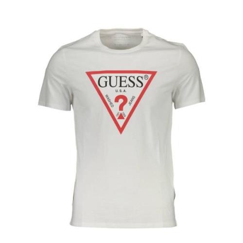 Eenvoudig Slim-Fit Tee met Logo Guess , White , Heren