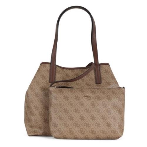 Eco Leren Shopper met Binnen Tas Guess , Beige , Dames