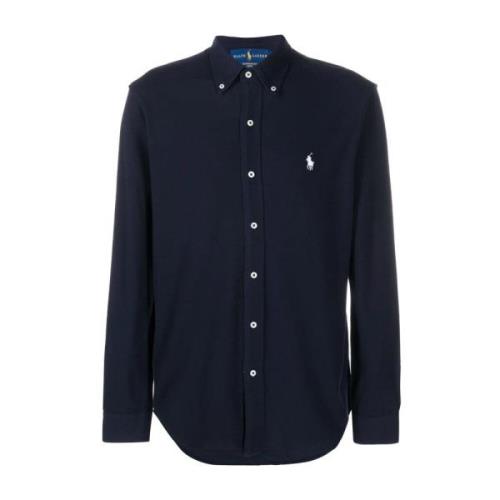 Blauwe Gebreide Lange Mouw Top Polo Ralph Lauren , Blue , Heren