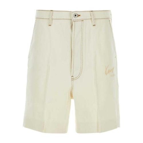 Ivory Denim Bermuda Shorts Kenzo , White , Heren