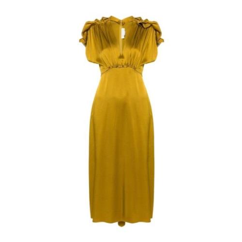 Gouden Lange Jurk Victoria Beckham , Yellow , Dames