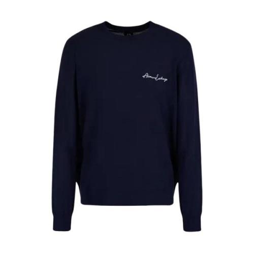 Geborduurde Logo Crewneck Sweater Armani Exchange , Blue , Heren