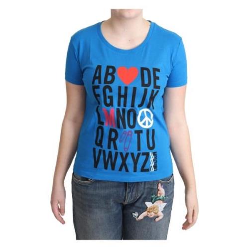 Stijlvol Alfabet Katoenen T-Shirt Blauw Moschino , Blue , Dames