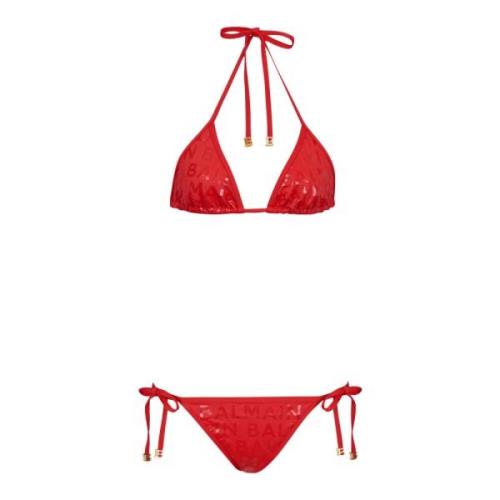 logo bikini Balmain , Red , Dames