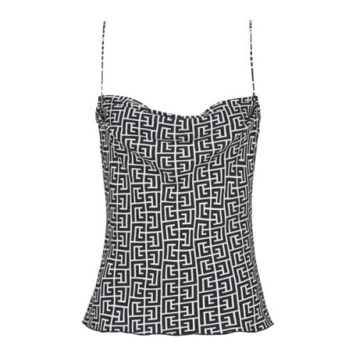 Monogram cami top Balmain , Black , Dames