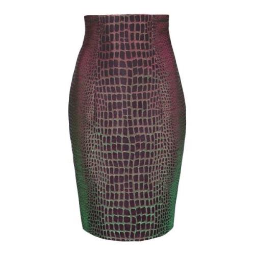 Iridescent Croco Jacquard Rok Balmain , Multicolor , Dames