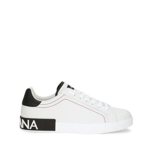 Witte Sneakers Logo Patch Vetersluiting Dolce & Gabbana , White , Here...