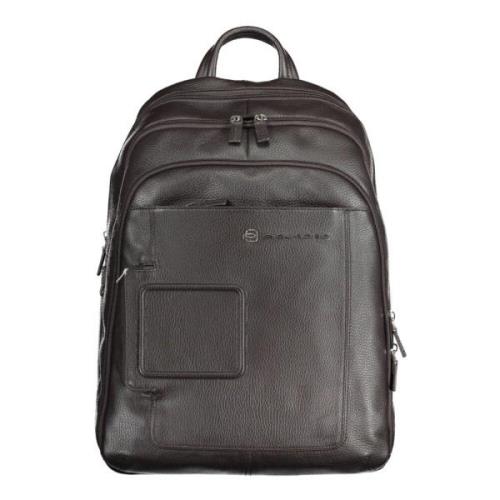 Elegante Leren Laptop Rugzak Piquadro , Brown , Heren