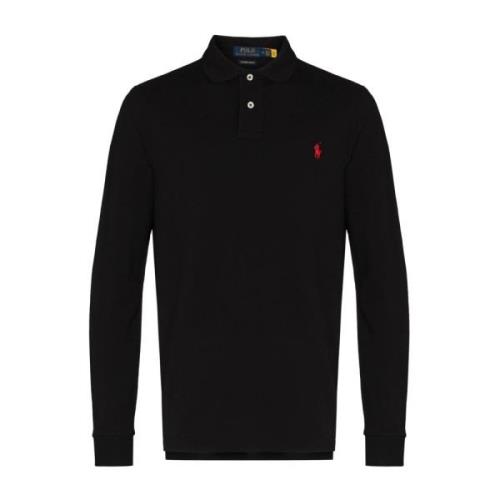 Aangepaste Slim Fit Katoenen Polo Shirt Ralph Lauren , Black , Heren