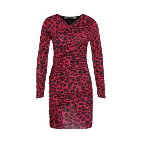 Chique rood luipaardprint jurk Love Moschino , Red , Dames