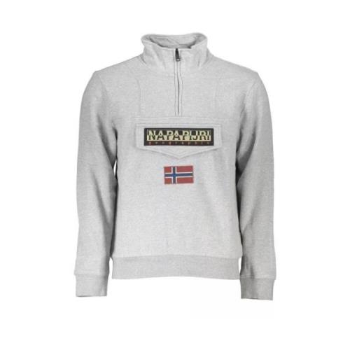 Chique Fleece Sweatshirt met halve rits en borduurwerk Napapijri , Gra...