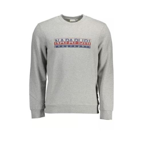 Grijs katoenen sweatshirt met logoprint Napapijri , Gray , Heren