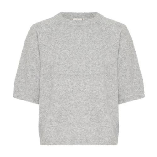 Grijze Melange Gebreide Pullover Trui Kaffe , Gray , Dames