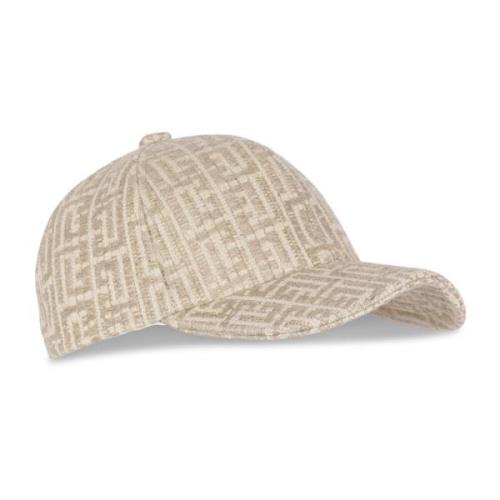 Monogram Raffia Cap Balmain , Beige , Heren