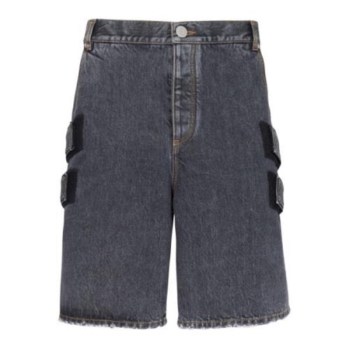 Zijband Gebruikt Zwart Denim Bermuda Balmain , Gray , Heren