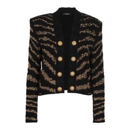 Side To Side Zebra Tweed Jas Balmain , Multicolor , Dames