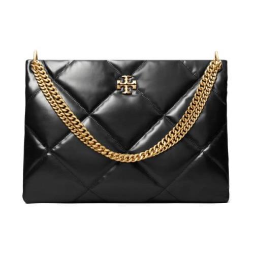 Diamanten Leren Tote Tas in Zwart Tory Burch , Black , Dames