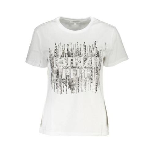 Elegant T-shirt met korte mouwen en logo Patrizia Pepe , White , Dames