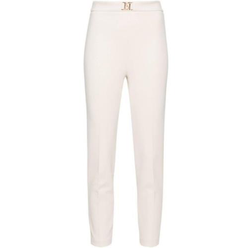 Gouden Loop Straight Crepe Broek Elisabetta Franchi , Beige , Dames