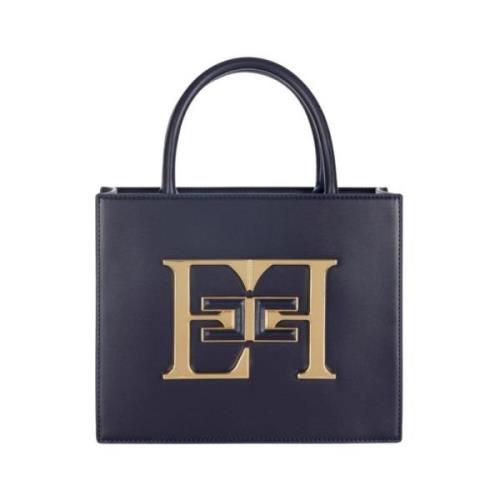 Blauwe Kleine Handtas met Logo Elisabetta Franchi , Blue , Dames