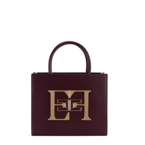 Bordeaux Kleine Handtas met Logo Elisabetta Franchi , Red , Dames