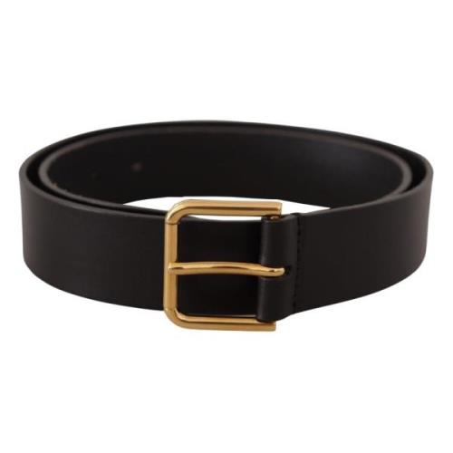 Luxe Zwart Leren Riem met Goudkleurige Gesp Dolce & Gabbana , Black , ...