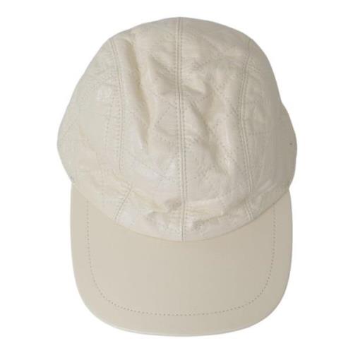 Witte Lamshuid Leren Baseballpet Dolce & Gabbana , White , Heren