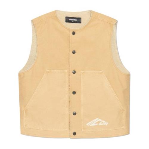 Gewatteerd denimvest Dsquared2 , Beige , Heren