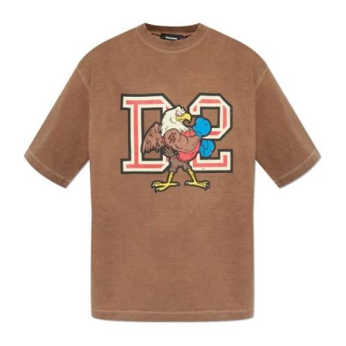 T-shirt met print Dsquared2 , Brown , Heren