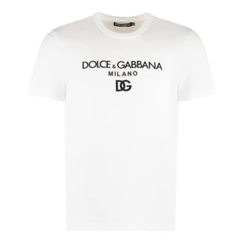 Velvet Print Crew-neck T-shirt Dolce & Gabbana , White , Heren