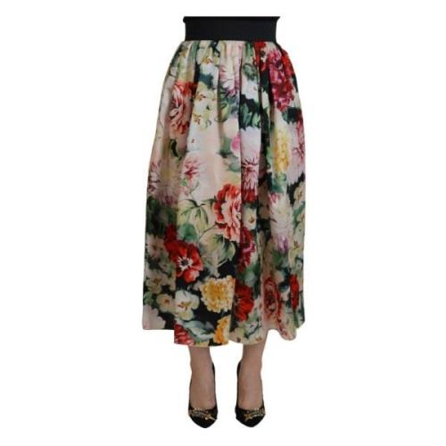 Bloemen Zijden Midi Rok Dolce & Gabbana , Multicolor , Dames