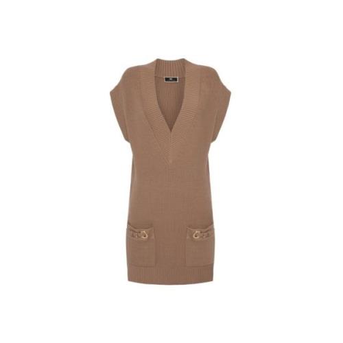 Gebreide Jurk Elisabetta Franchi , Brown , Dames