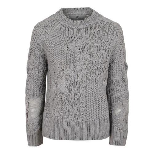 Kantdetail Wollen Trui Ermanno Scervino , Gray , Dames